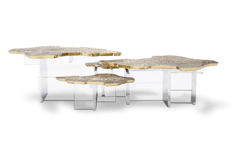 A modern coffee table based in a 3 structures